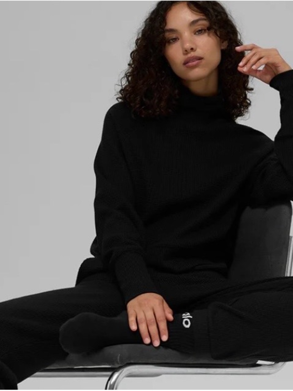 Alo. Women Waffle Weekend Escape Mock Neck Long Sleeve. Size. M